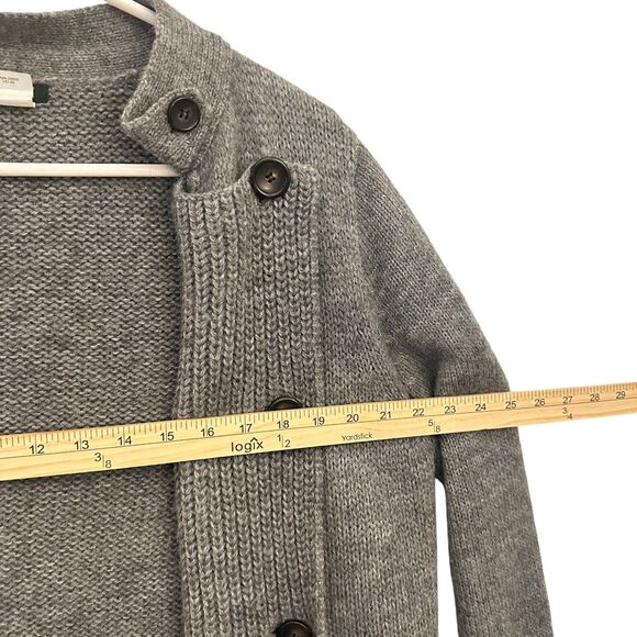 J. Crew Women's Grey Alpaca Wool Blend Warm Open Cardigan Buttons Size L - Picture 3 of 5